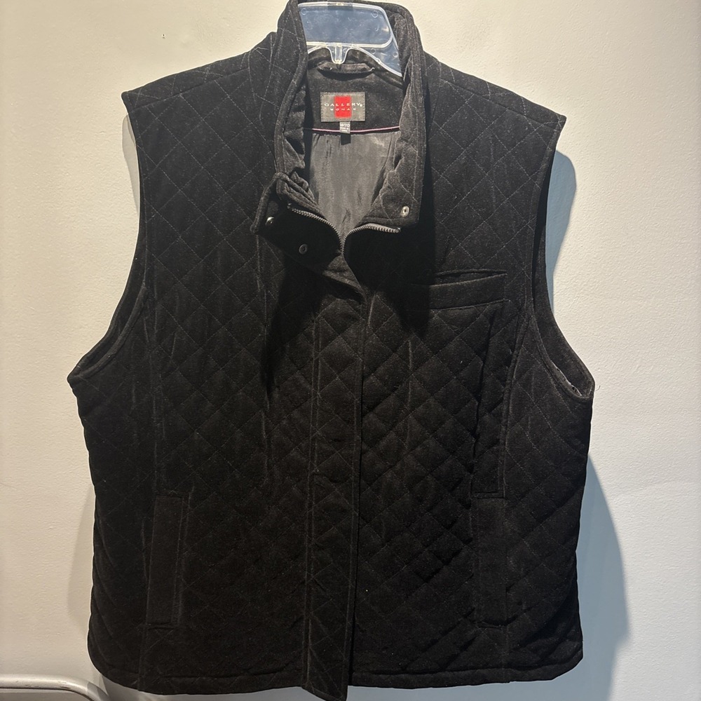 Sag Harbor Quilted Vest Sleeveless Padded Outerwear Black Vest‎ Size XL